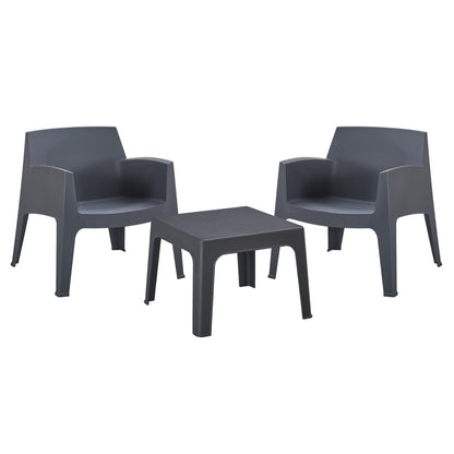 Lounge Set 3pcs Sleek Hm21274.10 Grey Polypropylene