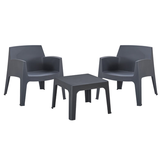 Lounge Set 3pcs Sleek Hm21274.10 Grey Polypropylene
