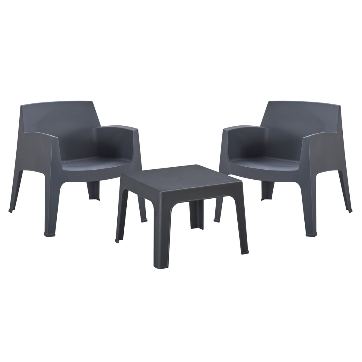 Lounge Set 3pcs Sleek Hm21274.10 Grey Polypropylene