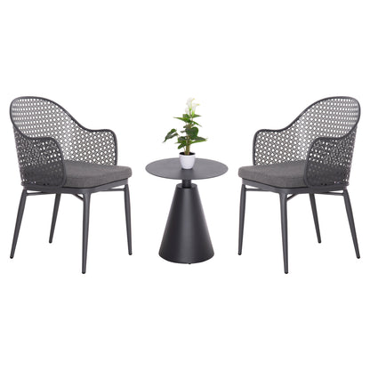 Outdoor Lounge Set 3pcs Orego Hm21106.01 Aluminum In Dark Grey Color