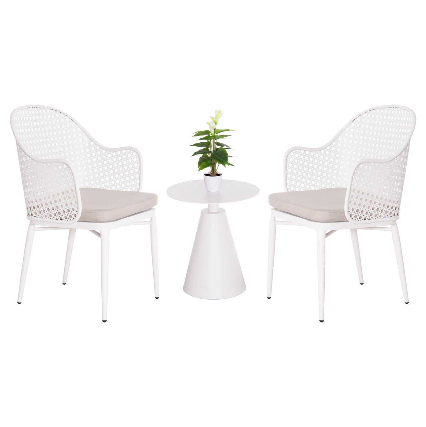 Outdoor Lounge Set 3pcs Orego Hm21106.02 Aluminum In White Color