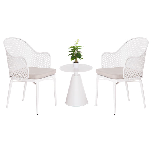 Outdoor Lounge Set 3pcs Orego Hm21106.02 Aluminum In White Color