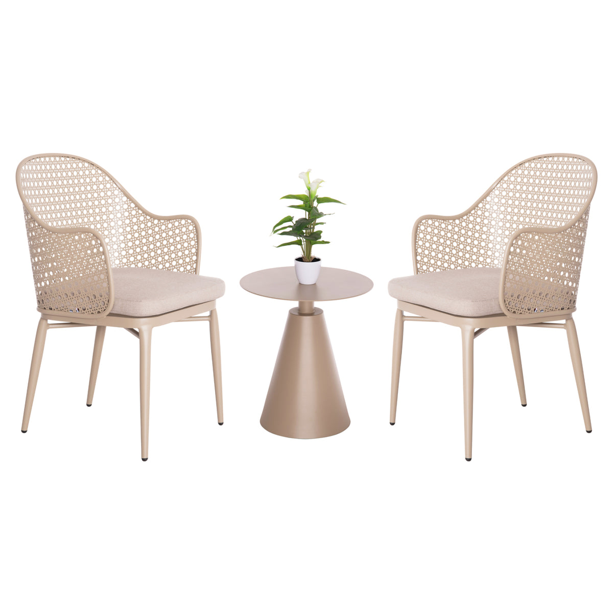 Outdoor Lounge Set 3pcs Orego Hm21106.03 Aluminum In Cappuccino Color