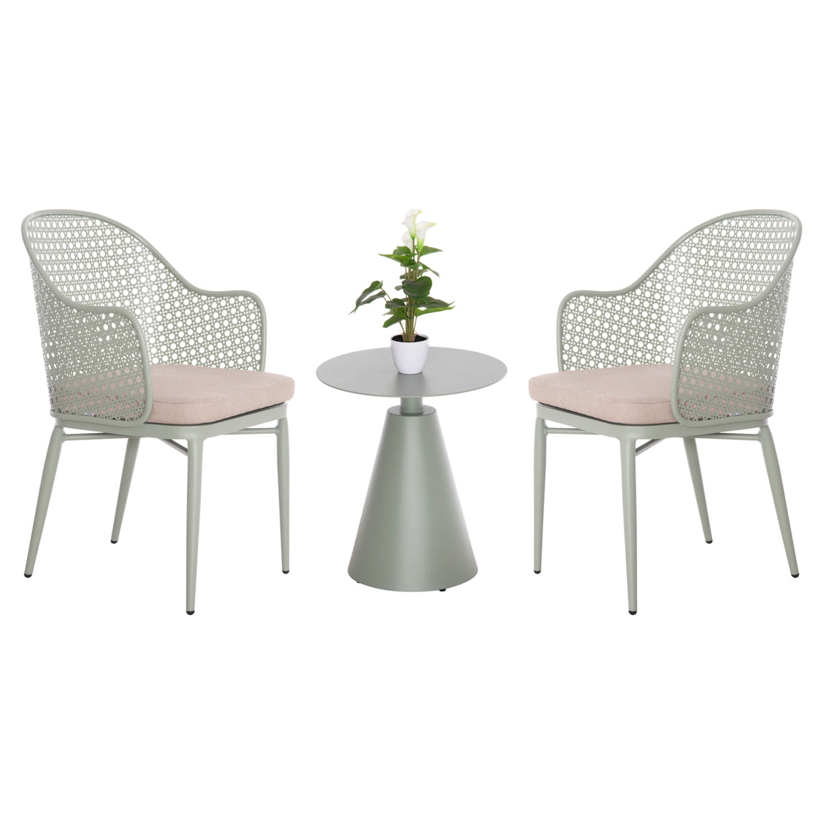 Outdoor Lounge Set 3pcs Orego Hm21106.06 Aluminum In Pistachio Green Color