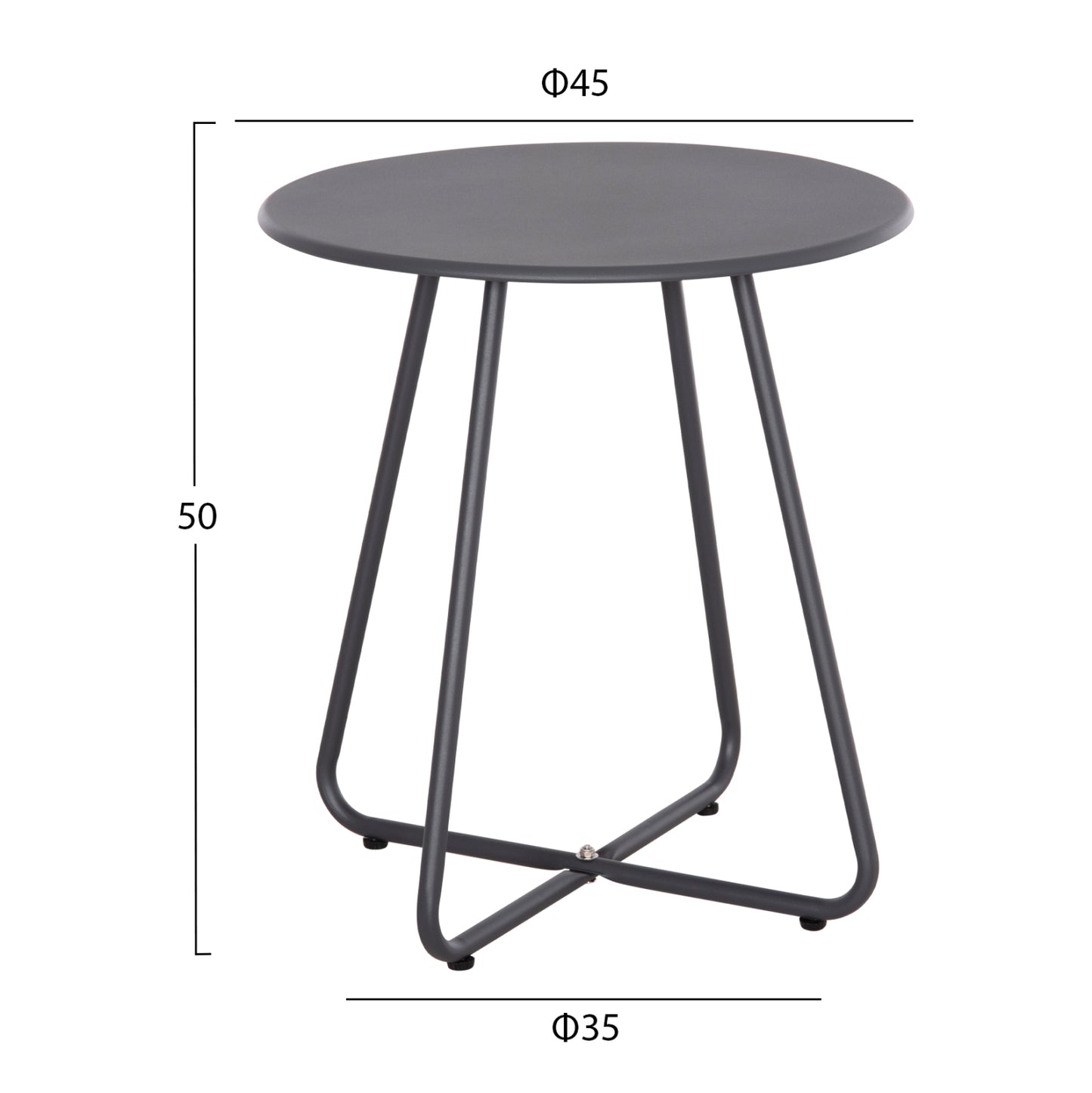 Outdoor Lounge Set 3pcs Orego Hm21107.01 Aluminum & Metal In Dark Grey Color