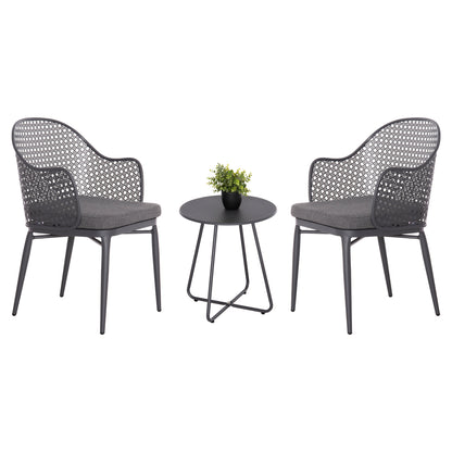 Outdoor Lounge Set 3pcs Orego Hm21107.01 Aluminum & Metal In Dark Grey Color