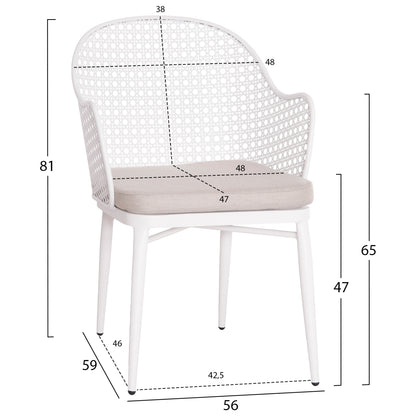 Outdoor Lounge Set 3pcs Orego Hm21107.02 Aluminum & Metal In White Color