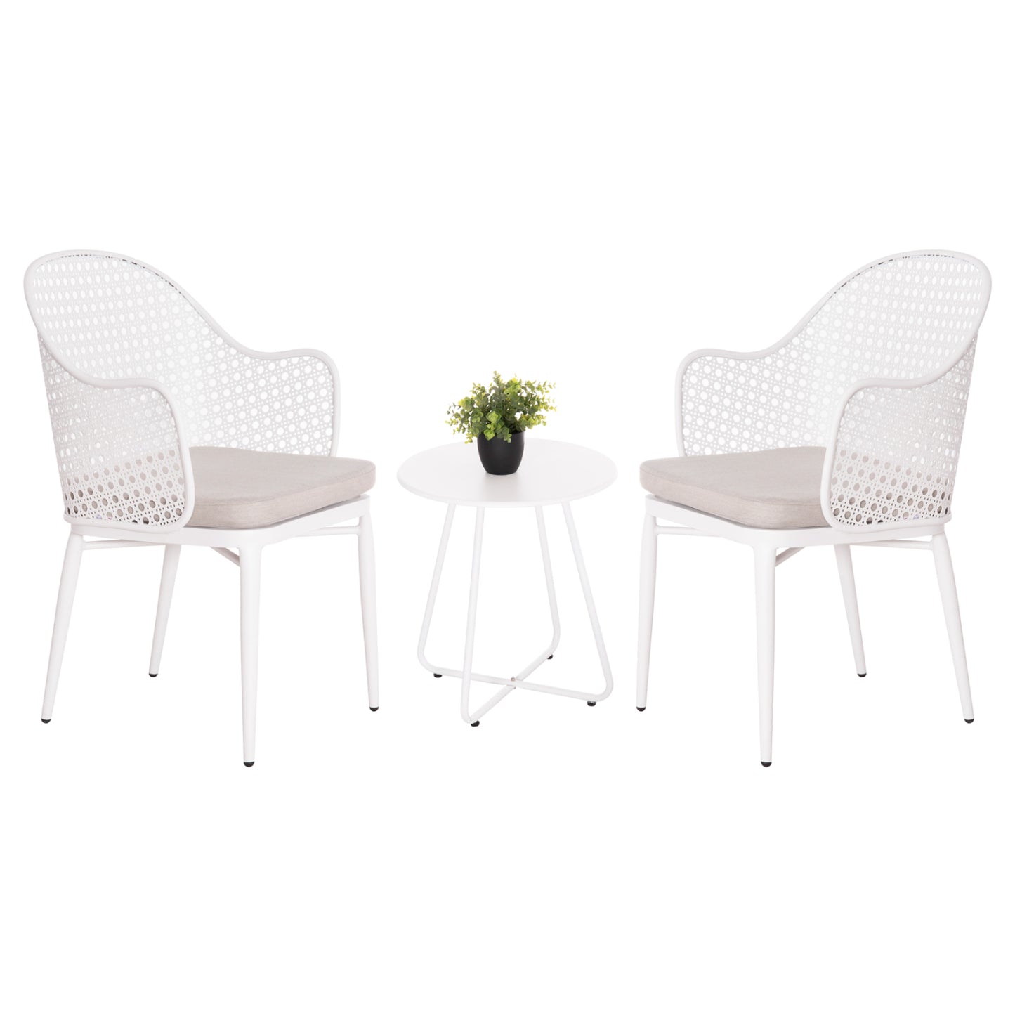 Outdoor Lounge Set 3pcs Orego Hm21107.02 Aluminum & Metal In White Color