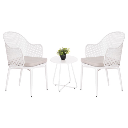 Outdoor Lounge Set 3pcs Orego Hm21107.02 Aluminum & Metal In White Color