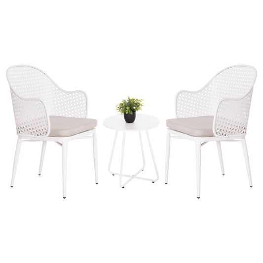Outdoor Lounge Set 3pcs Orego Hm21107.02 Aluminum & Metal In White Color