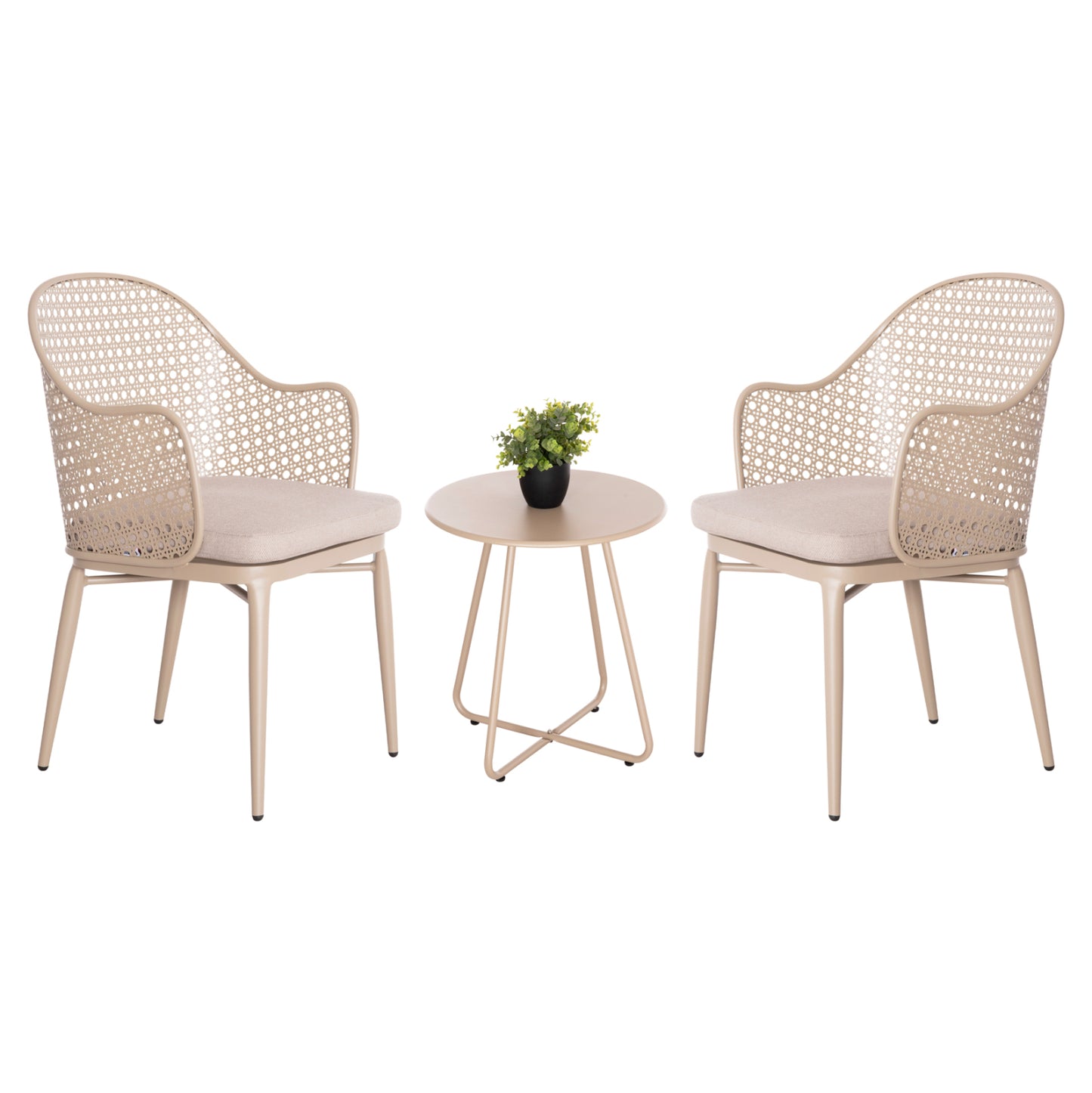 Outdoor Lounge Set 3pcs Orego Hm21107.03 Aluminum & Metal In Cappuccino Color