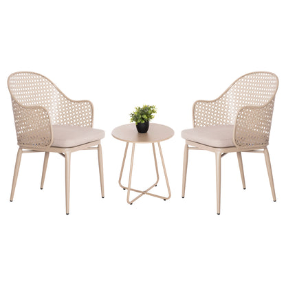 Outdoor Lounge Set 3pcs Orego Hm21107.03 Aluminum & Metal In Cappuccino Color