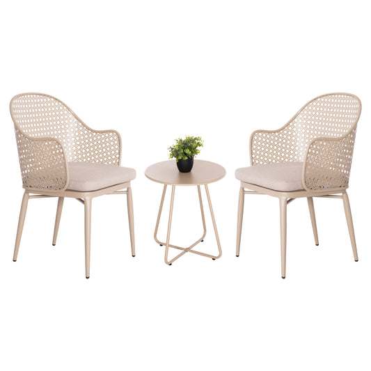 Outdoor Lounge Set 3pcs Orego Hm21107.03 Aluminum & Metal In Cappuccino Color