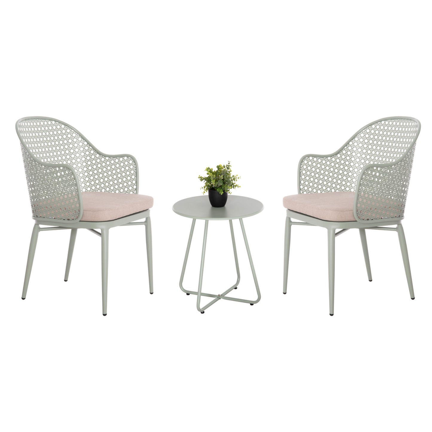Outdoor Lounge Set 3pcs Orego Hm21107.06 Aluminum & Metal In Pistachio Green Color