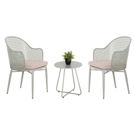 Outdoor Lounge Set 3pcs Orego Hm21107.06 Aluminum & Metal In Pistachio Green Color