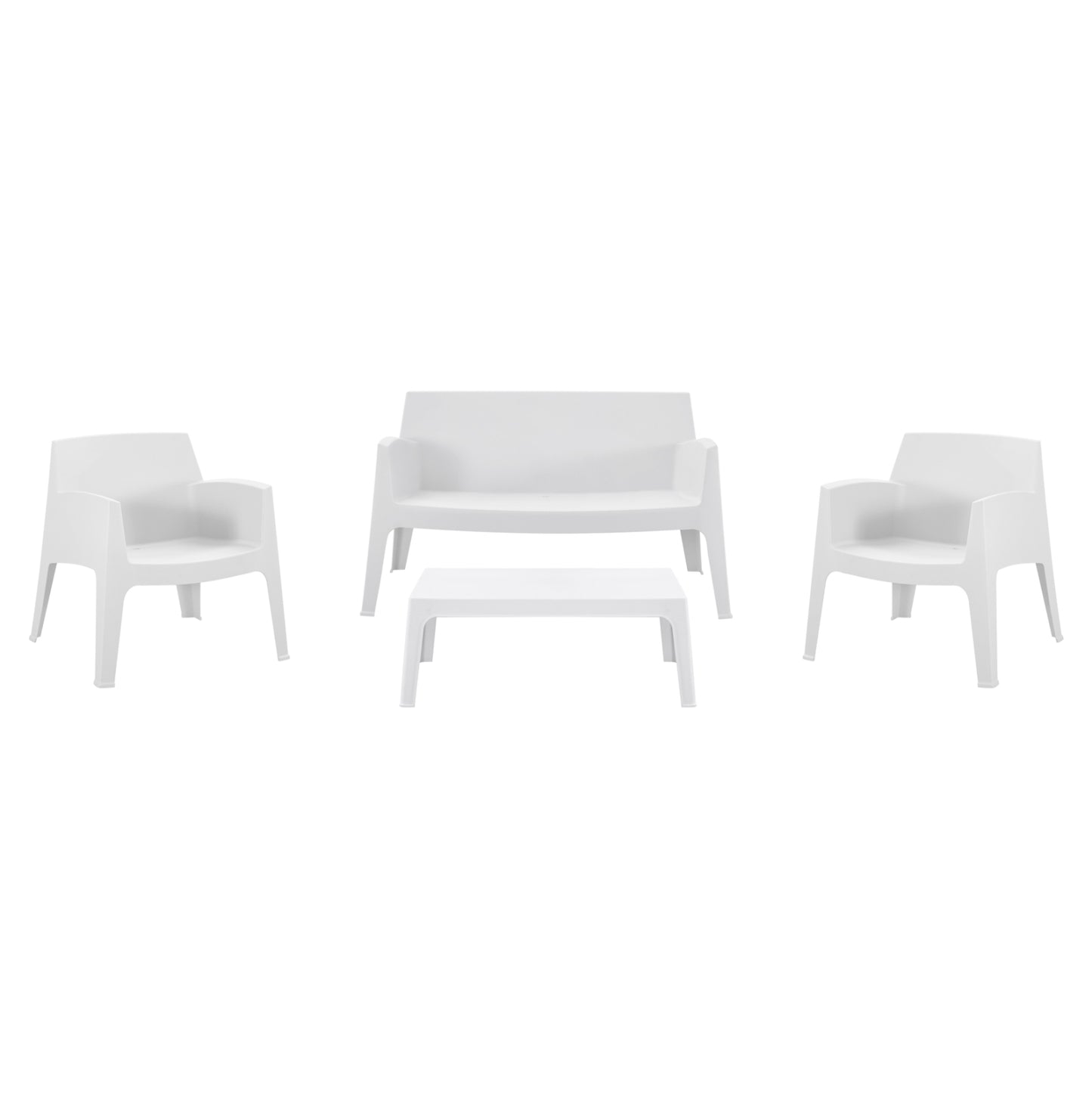 Lounge Set 4pcs Sleek Hm21275.01 Polypropylene In White