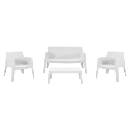 Lounge Set 4pcs Sleek Hm21275.01 Polypropylene In White