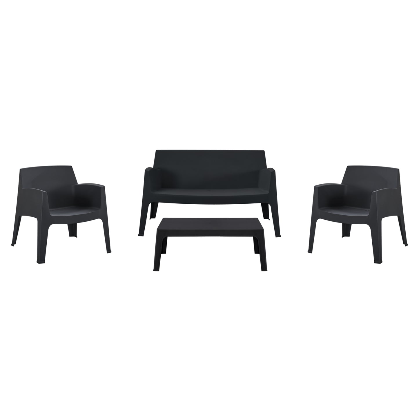 Lounge Set 4pcs Sleek Hm21275.02 Polypropylene In Black