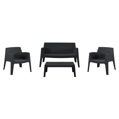 Lounge Set 4pcs Sleek Hm21275.02 Polypropylene In Black