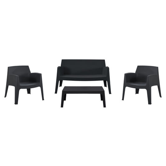 Lounge Set 4pcs Sleek Hm21275.02 Polypropylene In Black