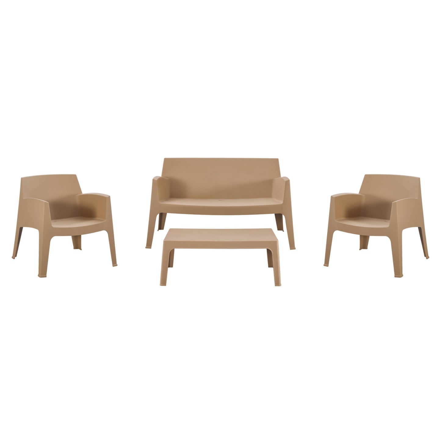 Lounge Set 4pcs Sleek Hm21275.03 Polypropylene In Cappuccino