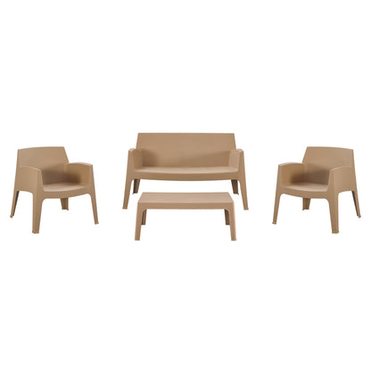 Lounge Set 4pcs Sleek Hm21275.03 Polypropylene In Cappuccino