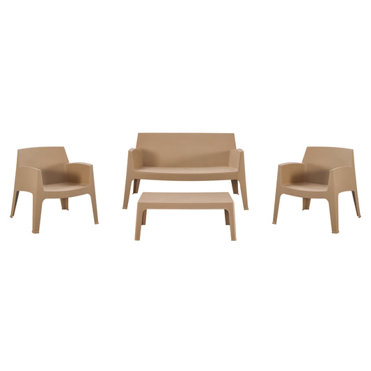 Lounge Set 4pcs Sleek Hm21275.03 Polypropylene In Cappuccino