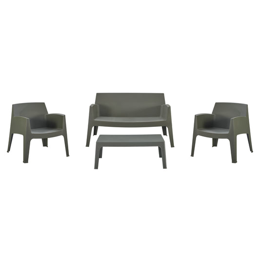 Lounge Set 4pcs Sleek Hm21275.05 Polypropylene In Dark Olive Green