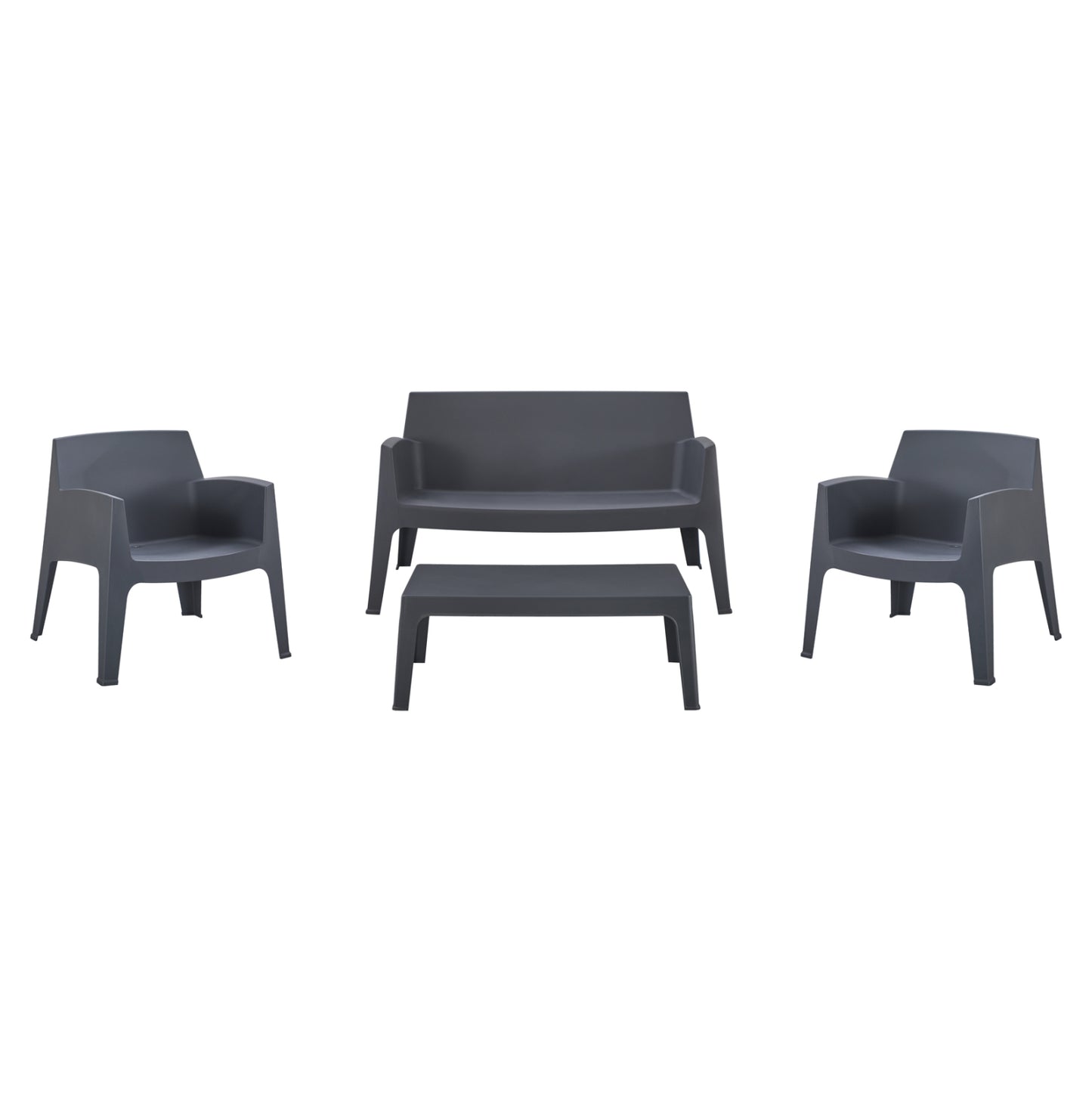 Lounge Set 4pcs Sleek Hm21275.10 Polypropylene In Grey