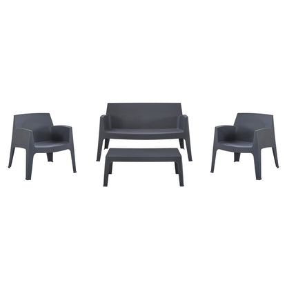 Lounge Set 4pcs Sleek Hm21275.10 Polypropylene In Grey