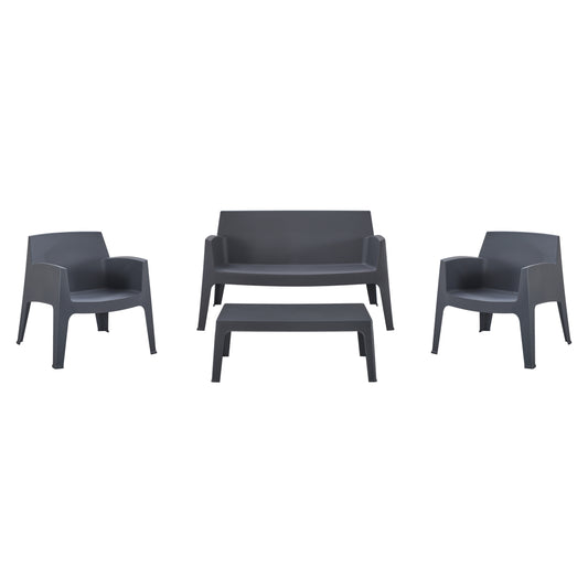 Lounge Set 4pcs Sleek Hm21275.10 Polypropylene In Grey