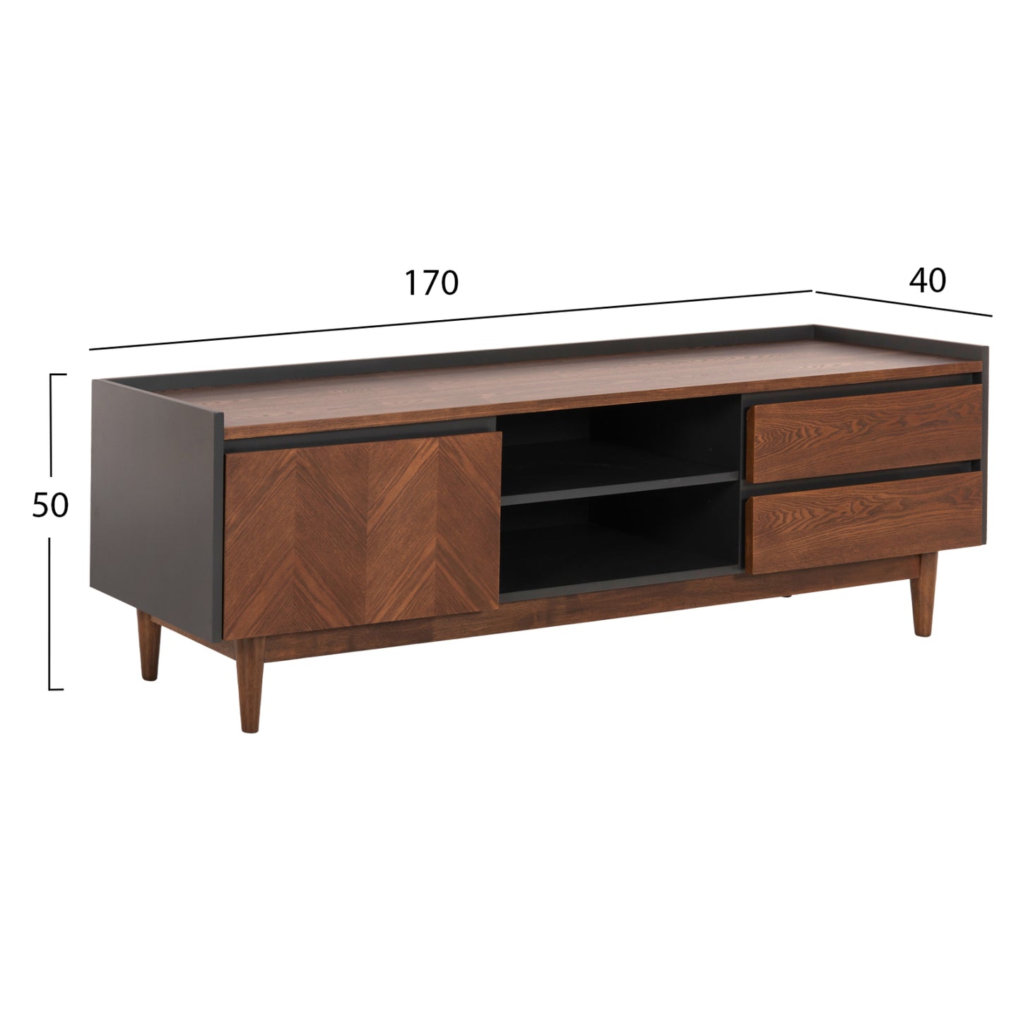 Set 2pcs Sideboard & Tv Stand Been Hm21344 Mdf With Walnut Wood Veneer