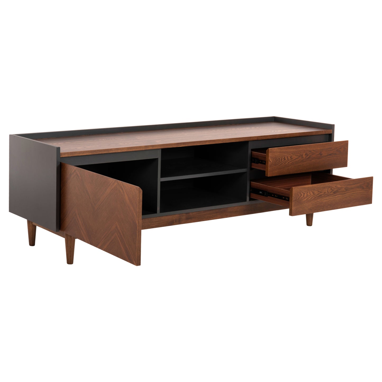 Set 2pcs Sideboard & Tv Stand Been Hm21344 Mdf With Walnut Wood Veneer