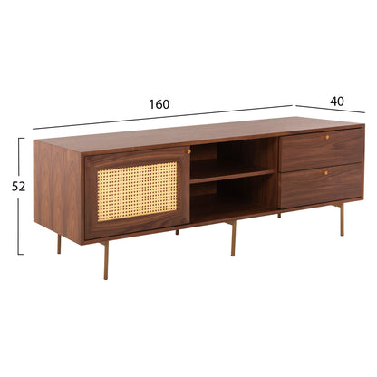 Set 2pcs Sideboard & Tv Stand Meen Hm21343 Mdf With Walnut Wood Veneer