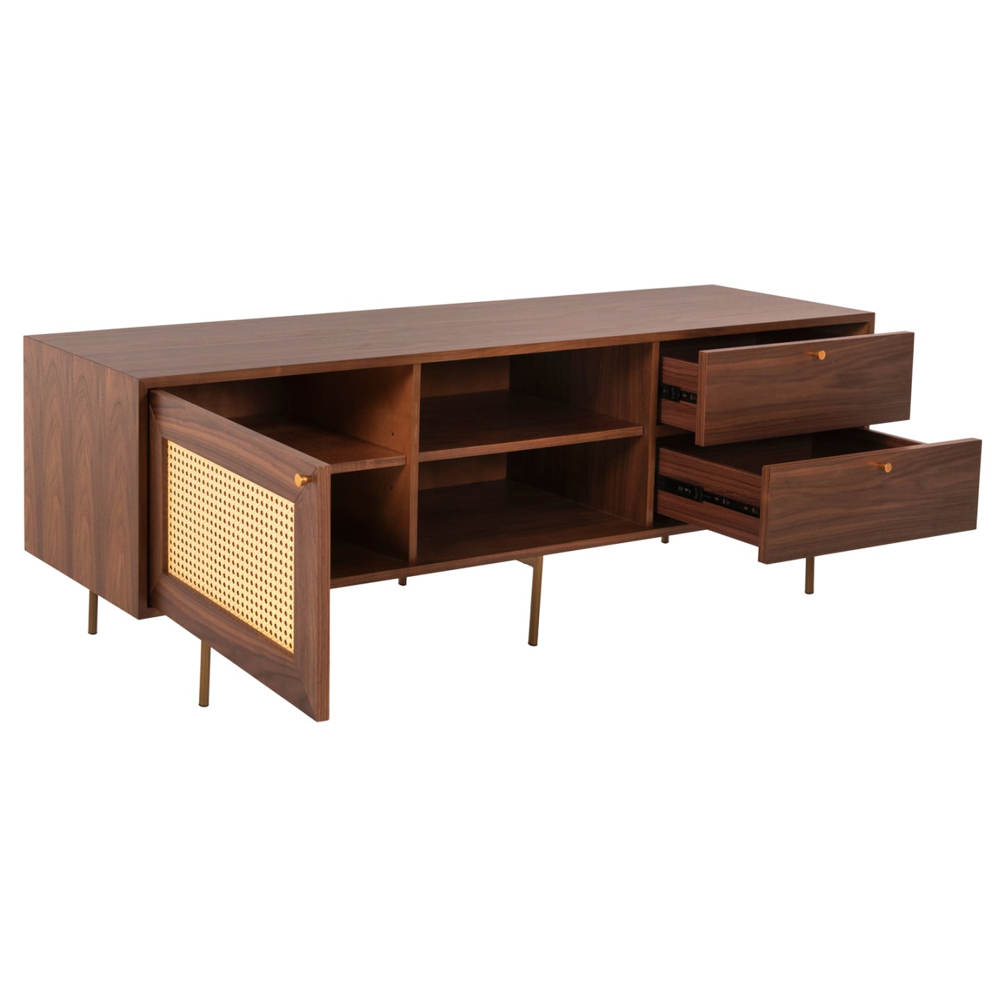 Set 2pcs Sideboard & Tv Stand Meen Hm21343 Mdf With Walnut Wood Veneer
