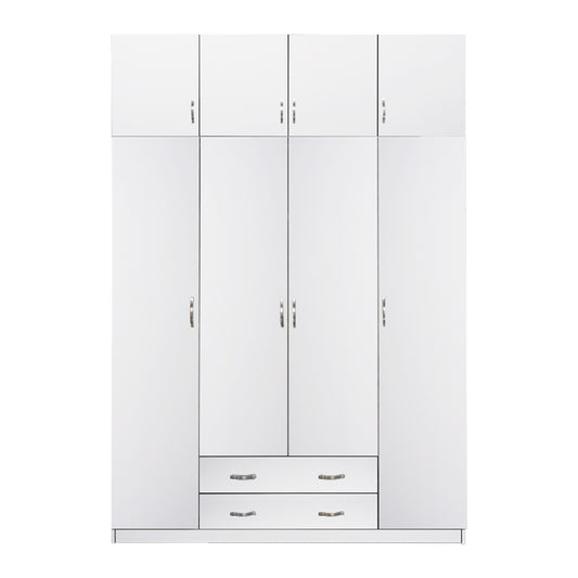 Wardrobe Azalea With Extra Upper Cabinet 4-leaf Hm11224.05 Melamine In White 200x55.5x240hcm.