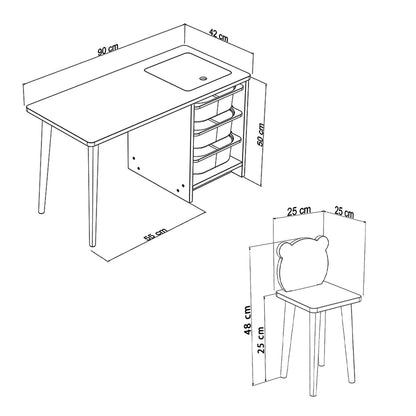 Kids' Desk Set Stak Hm18222.01 Melamine In White-natural Wood 90x42x50hcm.