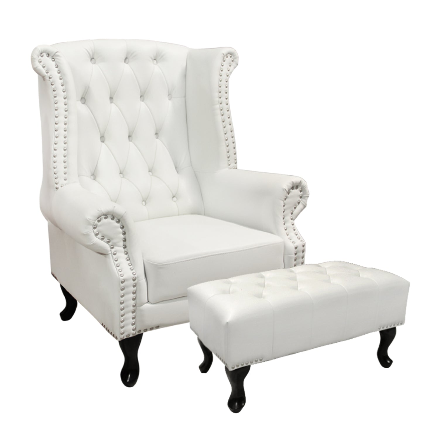 Set Armchair Polina With Footstool Emma White Matte