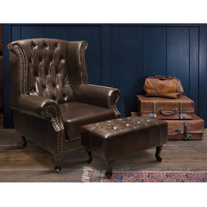 Set Armchair Polina With Footstep Emma Dark Brown Hm10198
