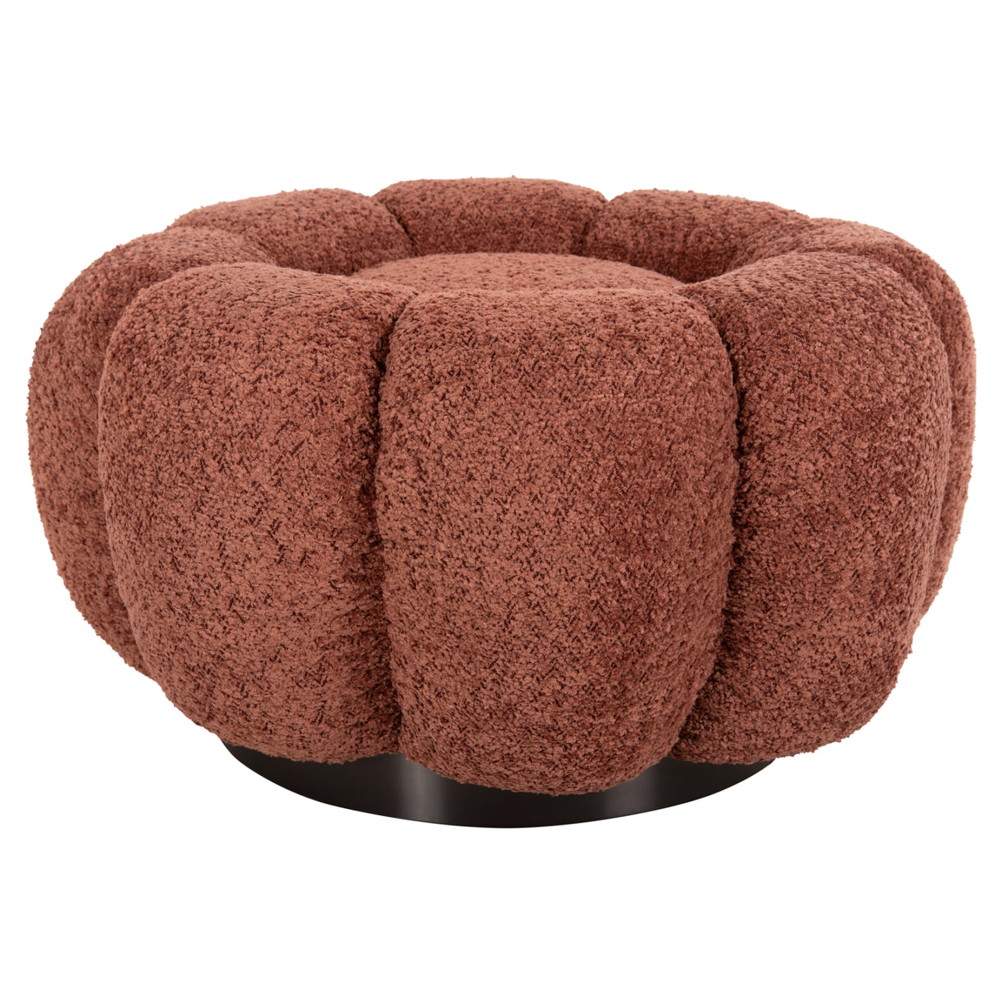 Set Swivelling Armchair With Round Stool Grymm Hm10928.02 Pink Boucle Fabric