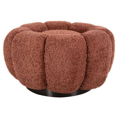 Set Swivelling Armchair With Round Stool Grymm Hm10928.02 Pink Boucle Fabric