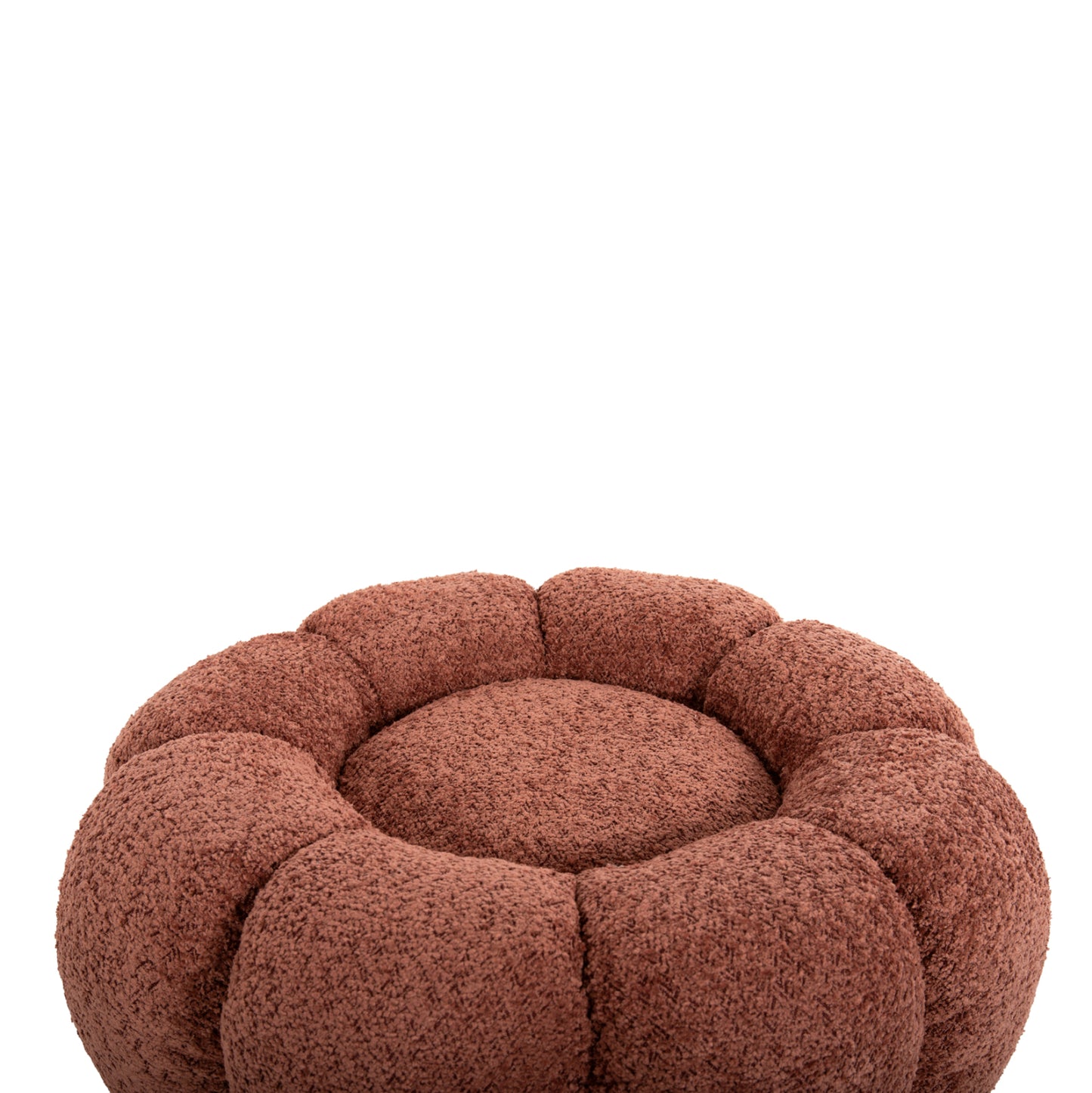 Set Swivelling Armchair With Round Stool Grymm Hm10928.02 Pink Boucle Fabric