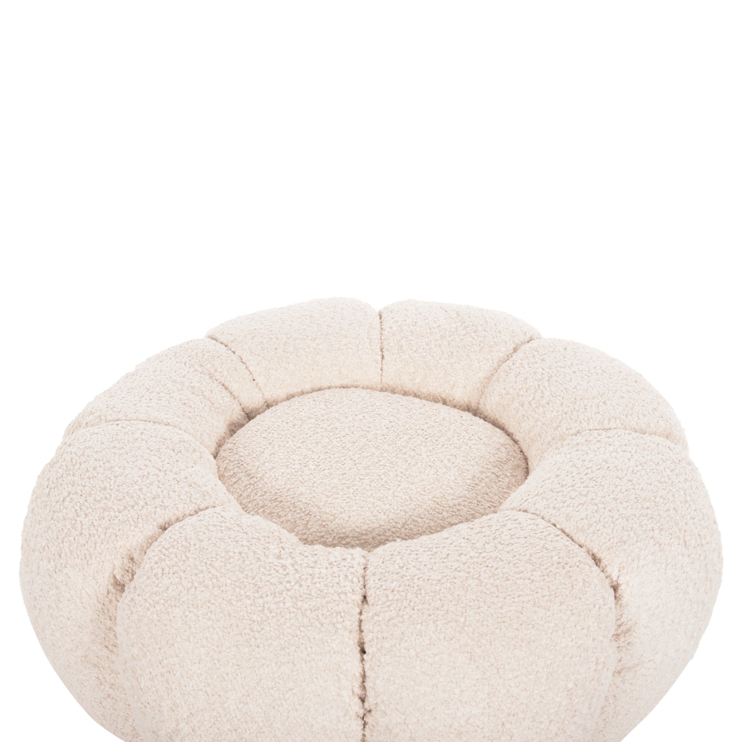 Set Swivelling Armchair With Round Stool Grymm Hm10928.06 Ecru Boucle Fabric