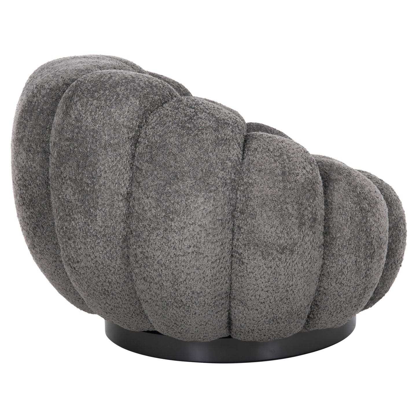 Set Swivelling Armchair With Round Stool Grymm Hm10928.01 Grey Boucle Fabric