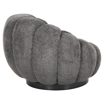 Set Swivelling Armchair With Round Stool Grymm Hm10928.01 Grey Boucle Fabric