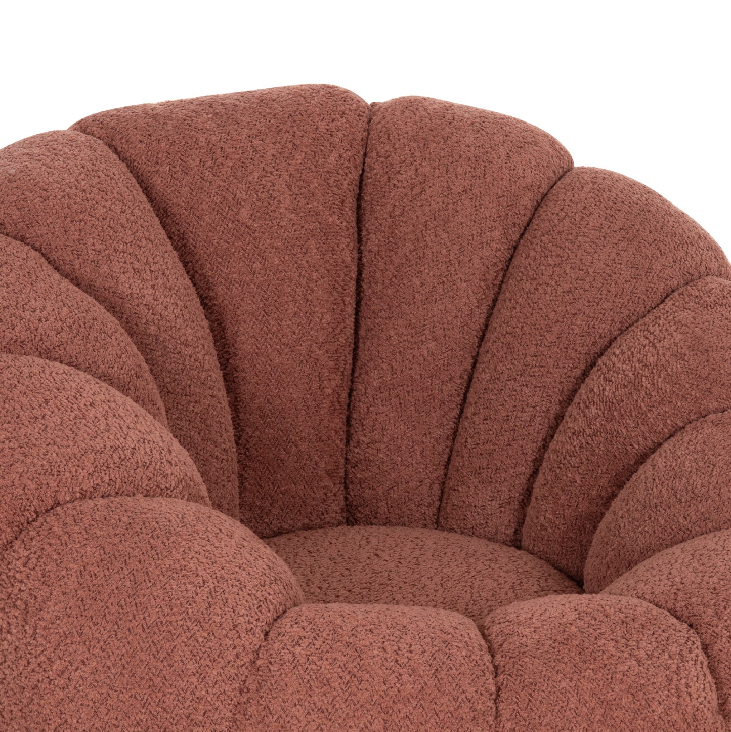 Set Swivelling Armchair With Round Stool Grymm Hm10928.02 Pink Boucle Fabric