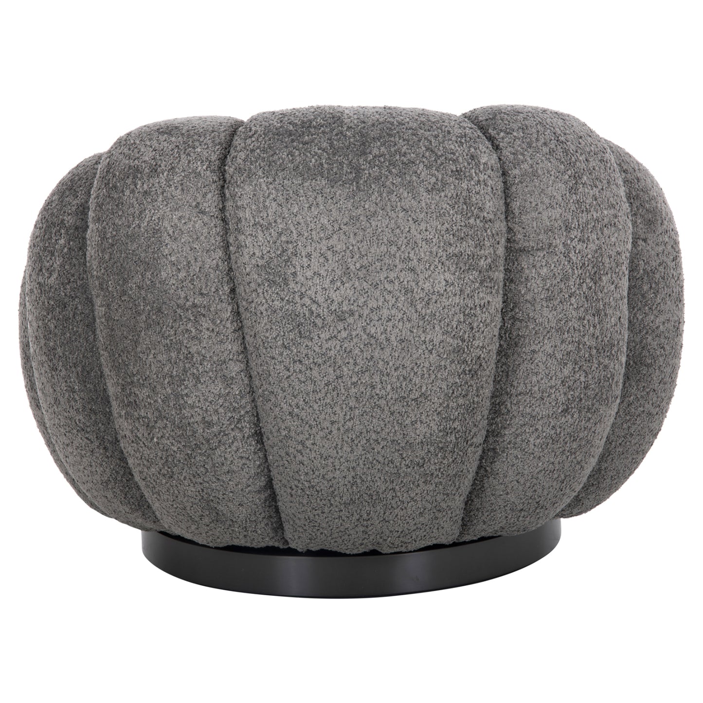 Set Swivelling Armchair With Round Stool Grymm Hm10928.01 Grey Boucle Fabric