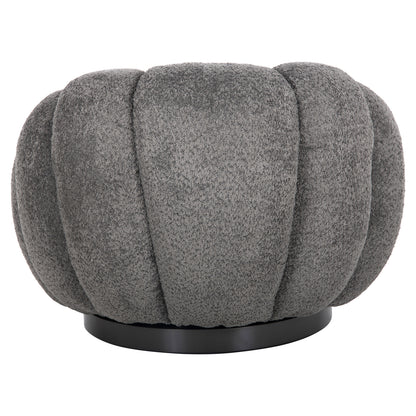 Set Swivelling Armchair With Round Stool Grymm Hm10928.01 Grey Boucle Fabric