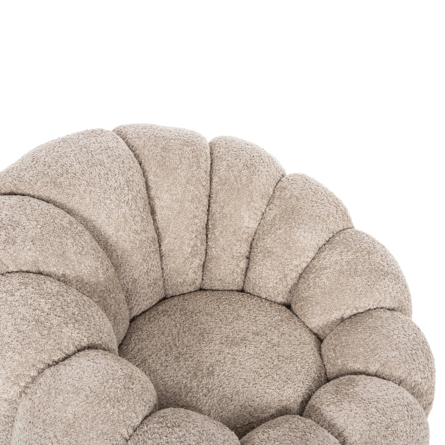 Set Swivelling Armchair With Round Stool Grymm Hm10928.08 Brownish Beige Boucle Fabric