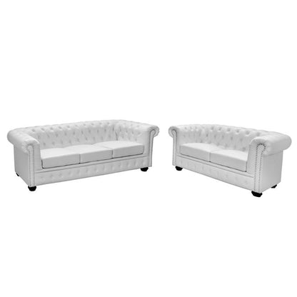 Set Livingroom2 Seater & 3 Seater Chesterfield White Matte Hm11220.02